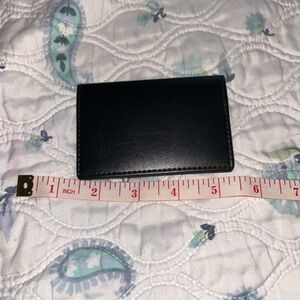 Button Leather Black Card Holder